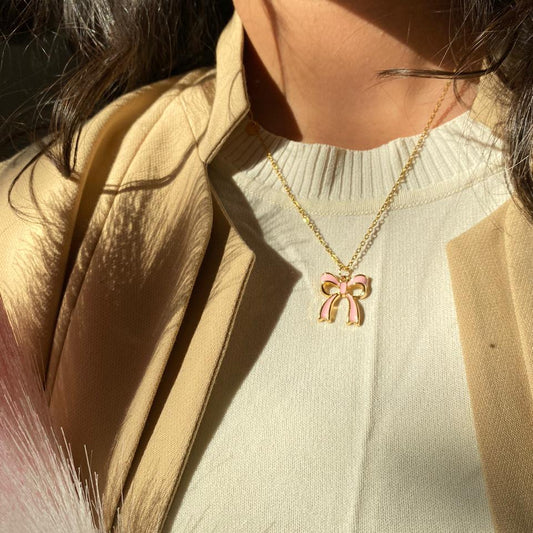 Pink Bow Necklace